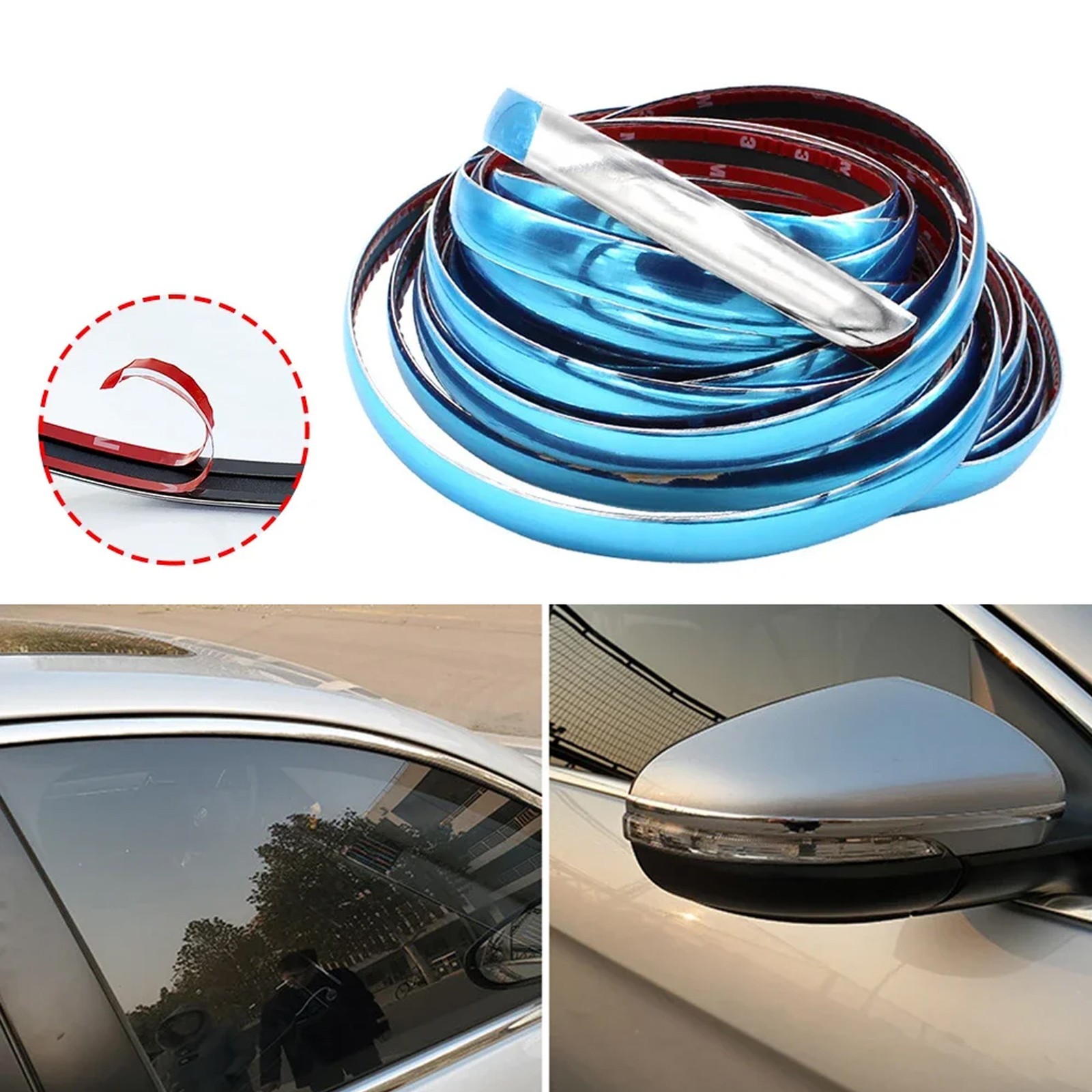 1” 16FT Chrome Trim Molding Strip Car Door Window Bumper Side Trime Protector