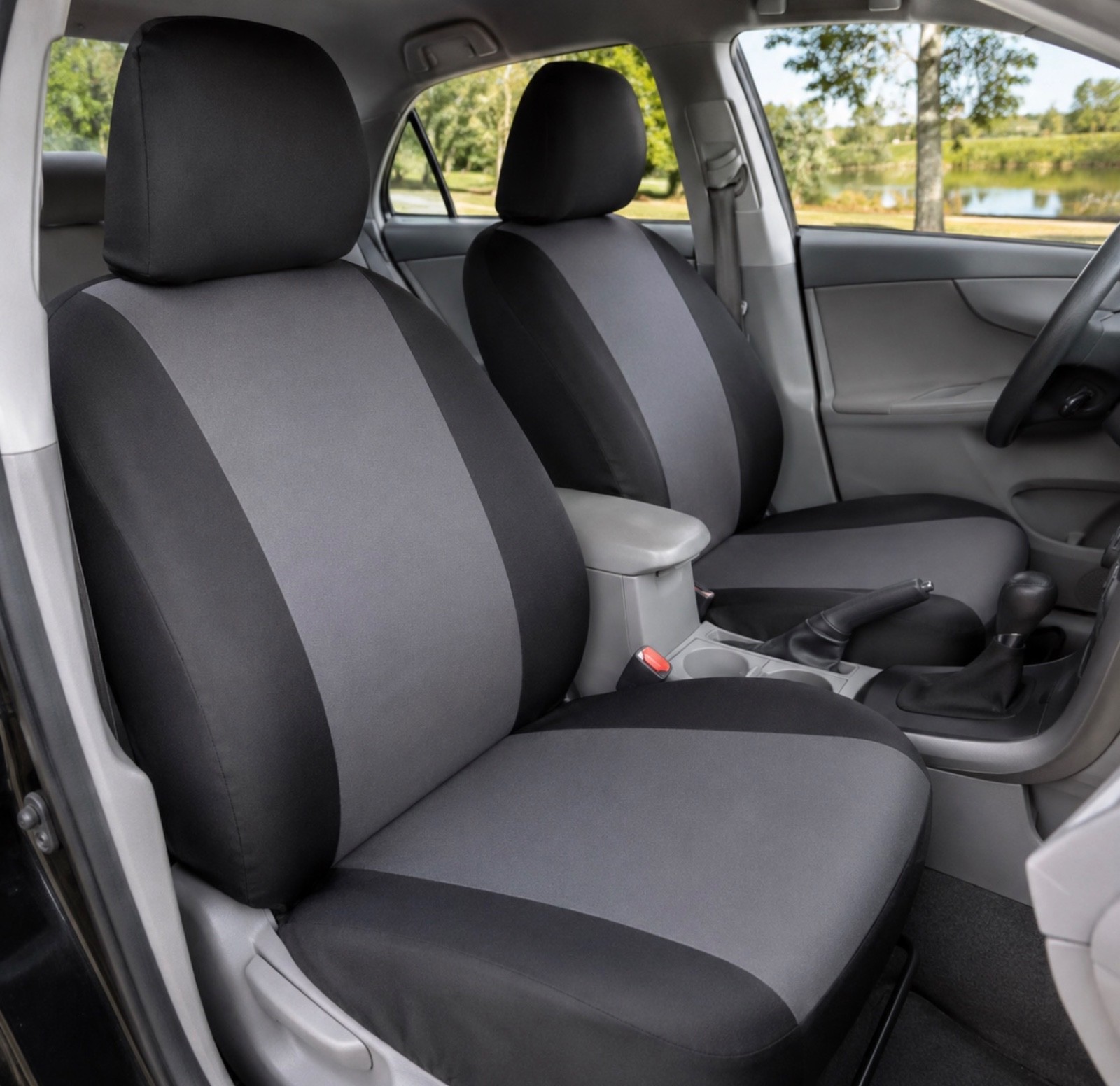 BDK PolyPro Front Car Seat Covers Charcoal Black Universal SUV Truck Sedan 2Pc