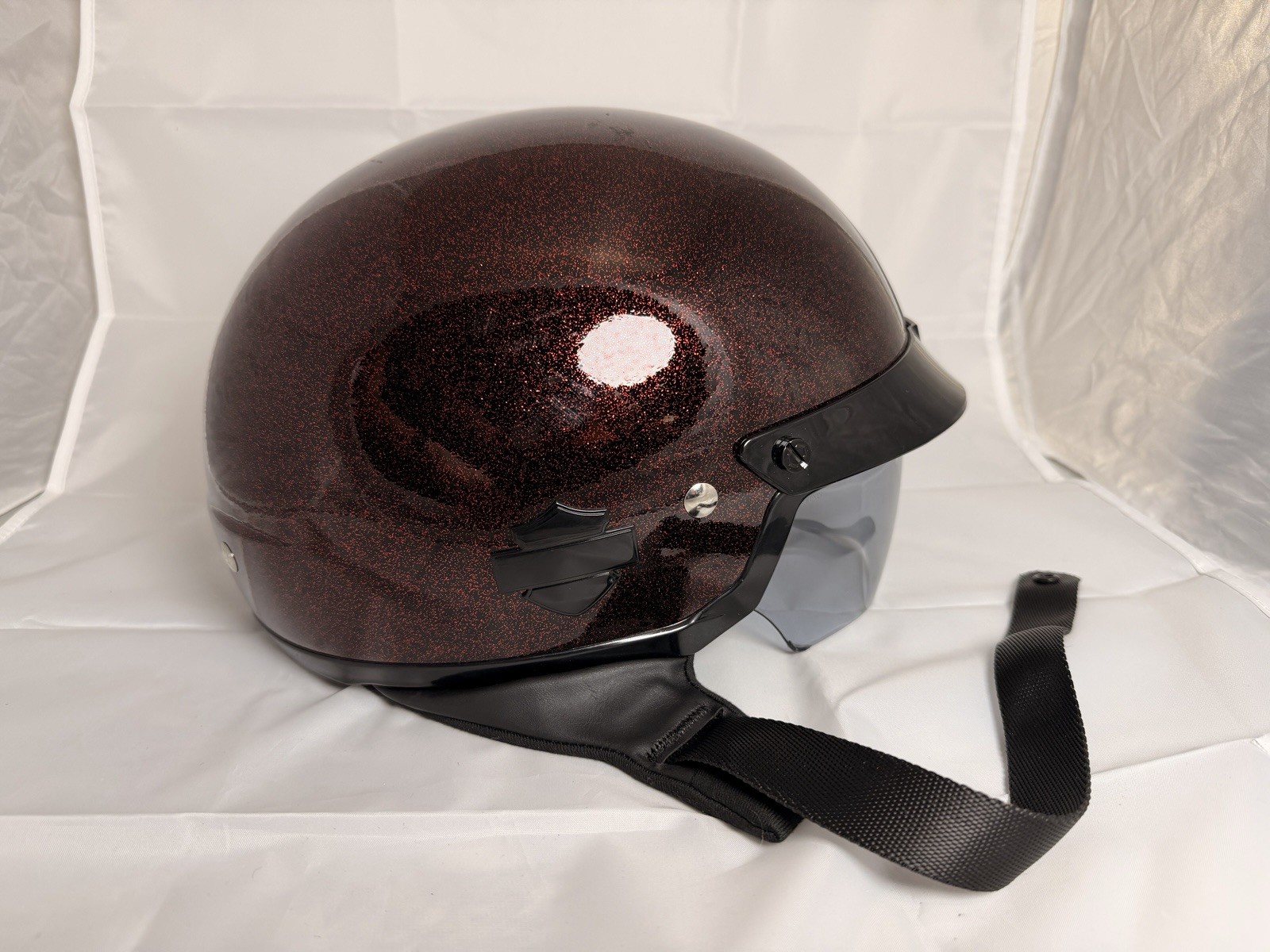 Harley-Davidson Paramount Half Helmet Red Flake Finish with Visor – Size-Medium
