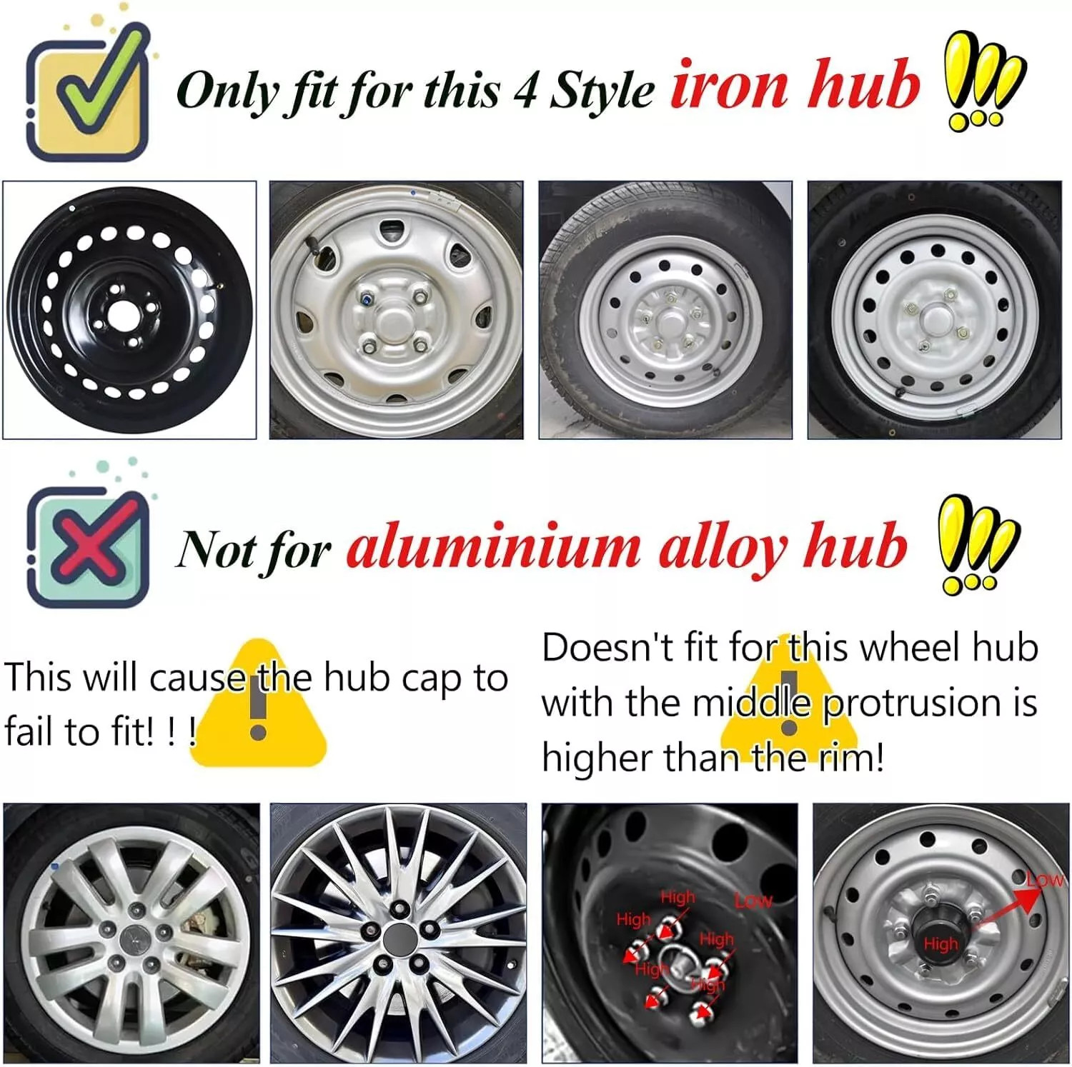 4X 15″Inch Wheel Cover Snap On Full Hub Caps Fit for R15 Tire & Steel Rim Sliver