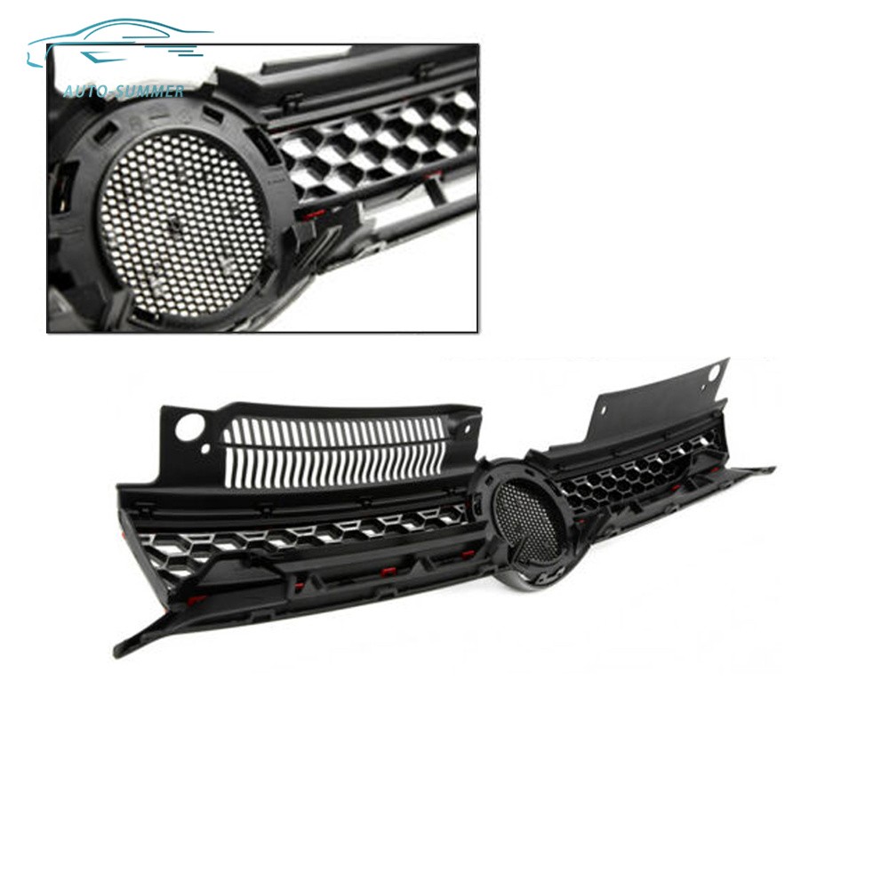 Gloss Black&Red Front Upper Grille Grill For 2010-2013 2014 Volkswagen Golf/GTI