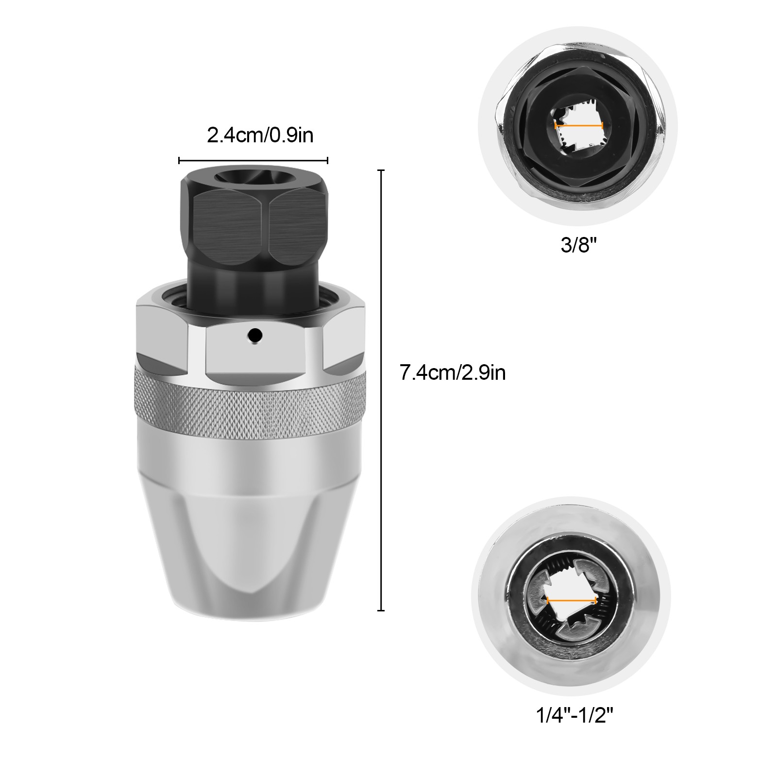 3/8″ Drive Broken Bolt Remover Stud Extractor Tool for Locks Removes 1/4″-1/2″