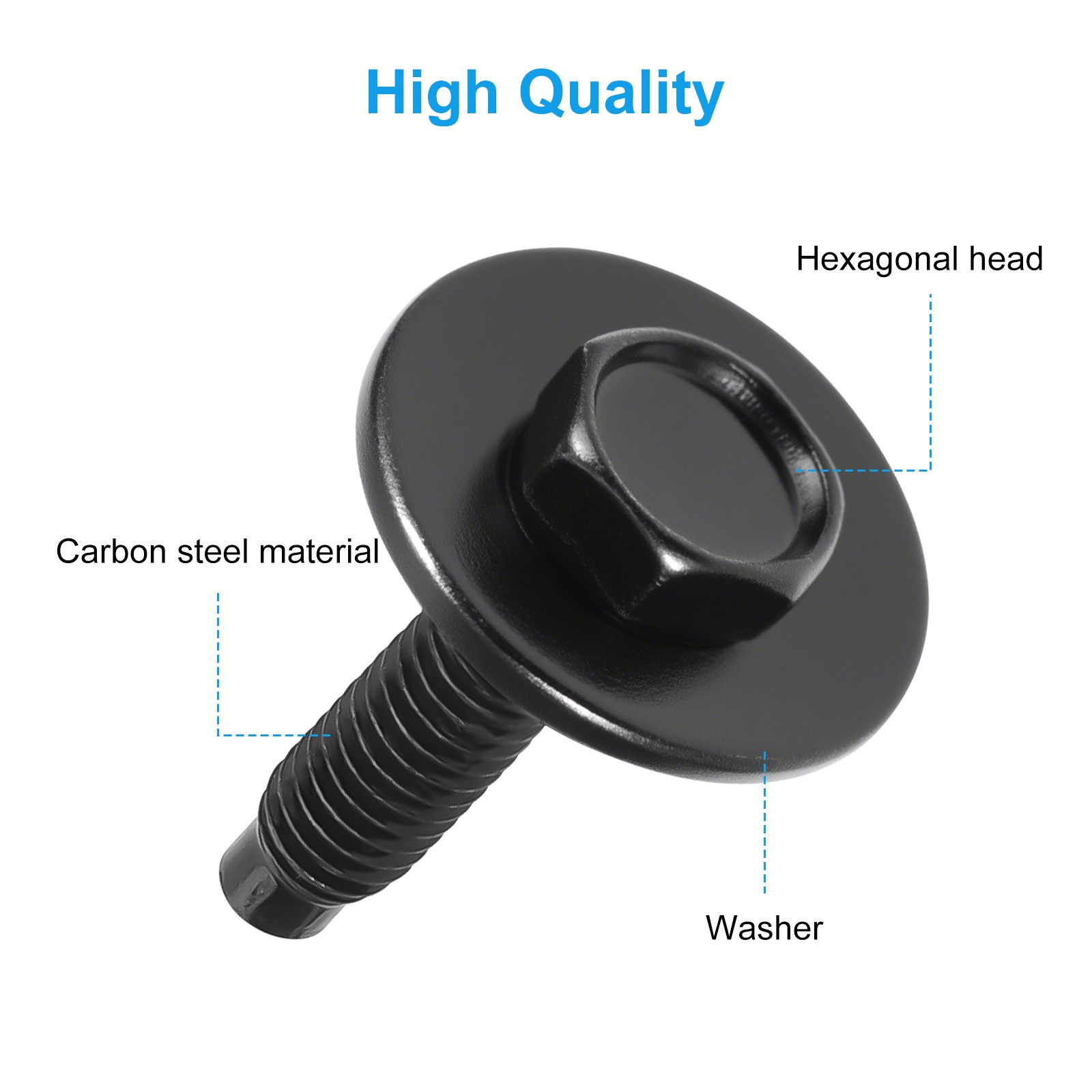 50 Pcs M6-1.0×25mm Hex Head Carbon Steel Bolts With Gasket For GM Ford Chrysler