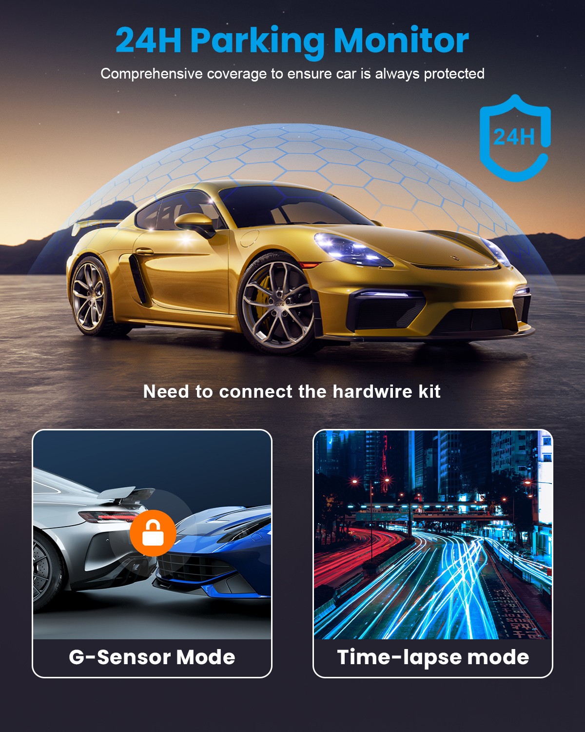 Soam Ultra 4K Front and Rear 1080P Dash Cam, Built-in WiFi, Free 32G Memory Card