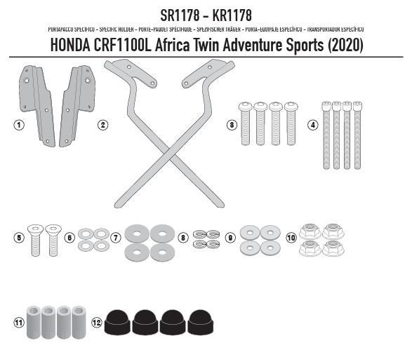 Givi SR1178 Top Case Hardware Kit fits Honda CRF1100L for Monokey or Monolock