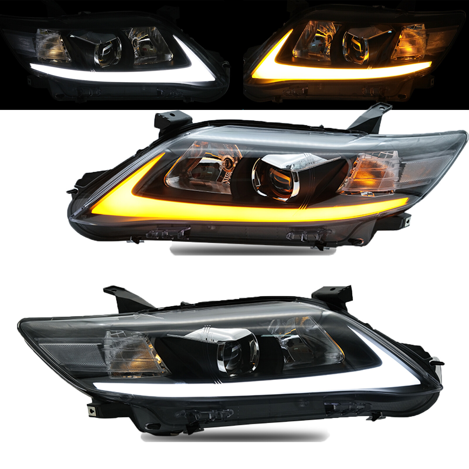 VLAND LED DRL Projector Headlights For Toyota Camry 2010 2011 w/Sequential Lamps