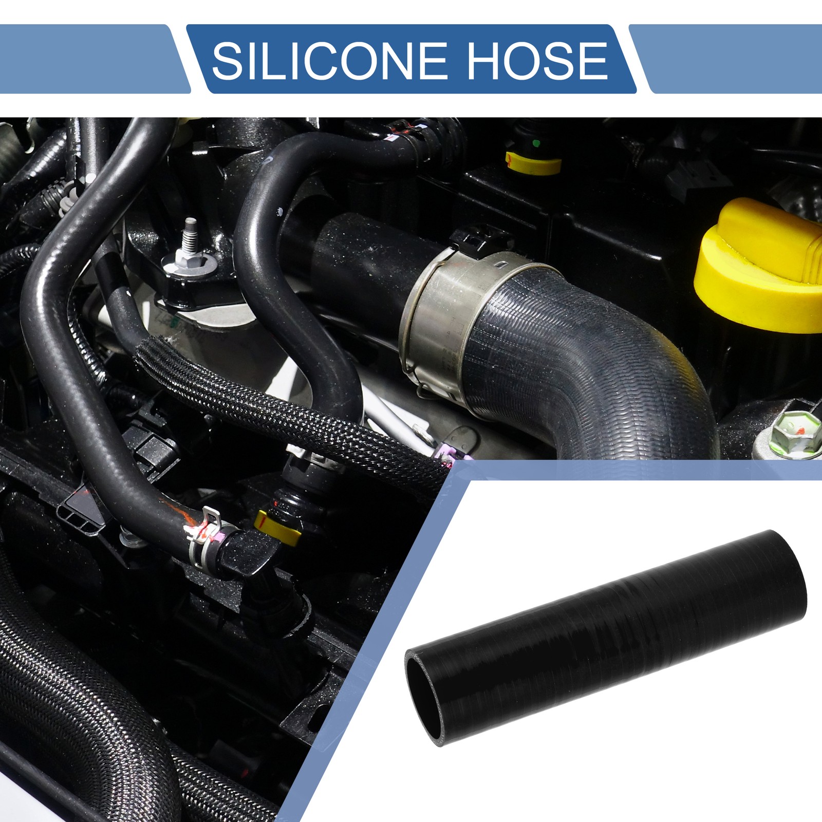 1 Pcs 42mm 1.65″ ID 200mm 7.87″ Length 0° Black Car Silicone Hose Universal