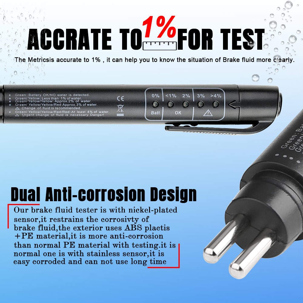 5 LED Mini Indicator Brake Fluid Tester Pen for Car Repairs and Testing Tools