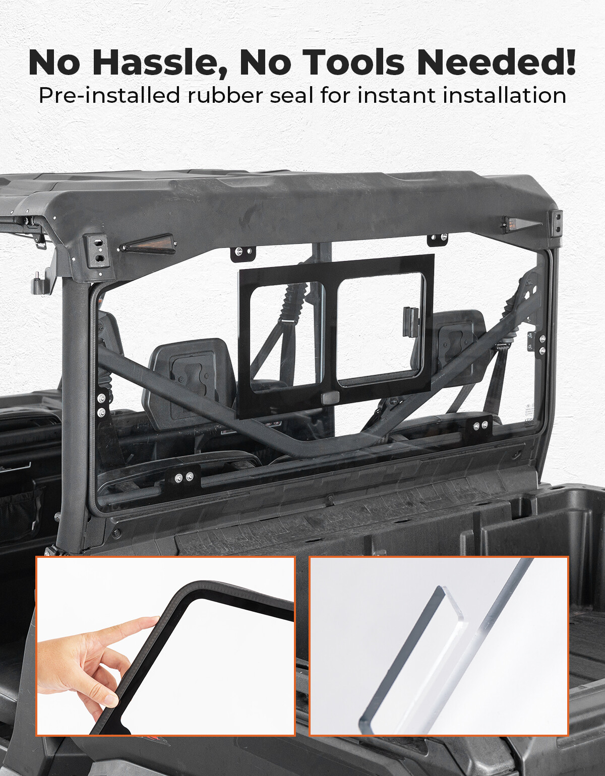 Glass Rear Windshield W/ Sliding for Can-Am Defender HD5/HD8/HD10 Max 2016-2024