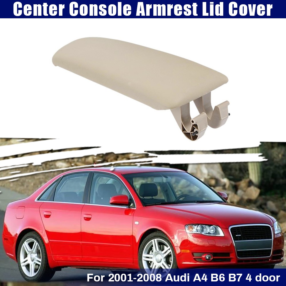 PU Leather & ABS Console Center Armrest Lid Fit For Audi A4 B6 2001-2008 Beige