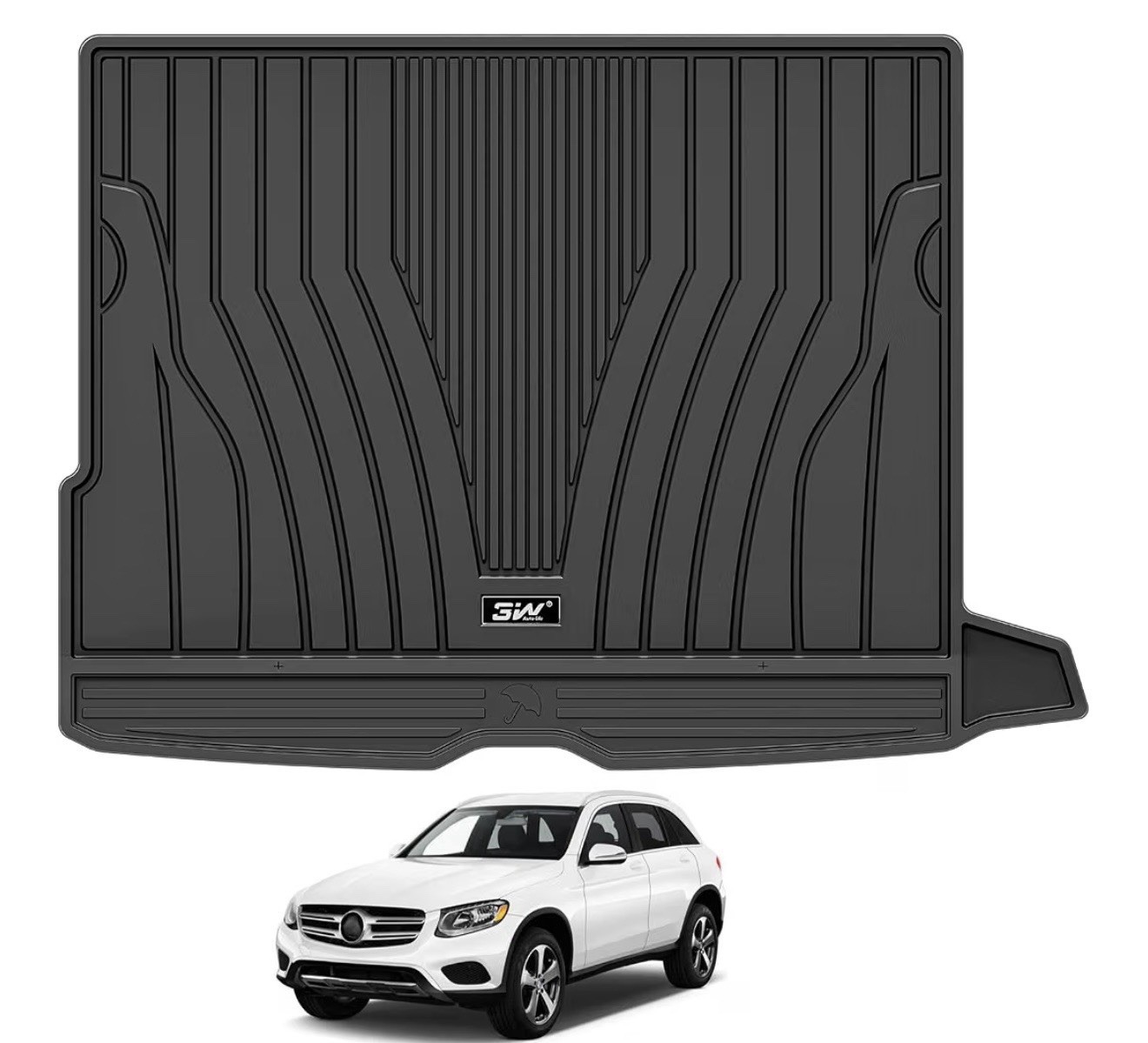 3W Floor Mats Cargo Liner For Mercedes-Benz GLC 2016-2022 All Weather TPE Mat