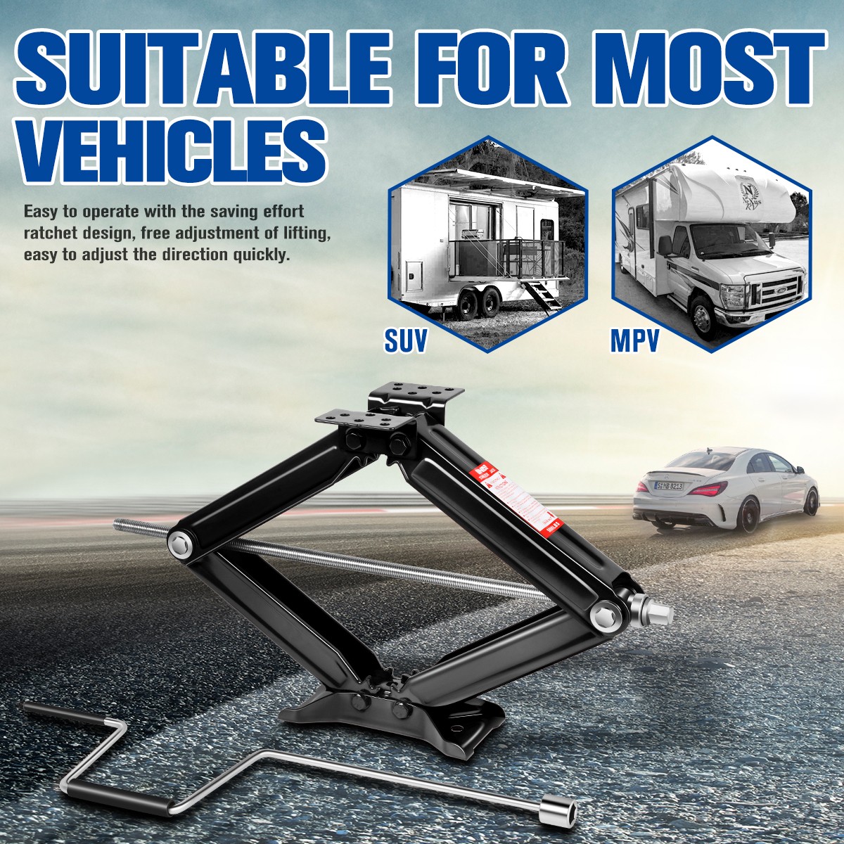 5000 LBS RV Trailer Stabilizer Fold Leveling Scissor Jacks w/ Crank Handle Black