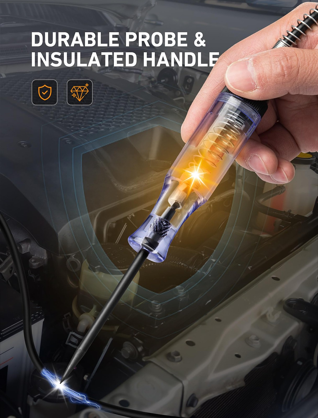 Test Light Automotive, Circuit Tester 6V-12V-24V DC Car small, black