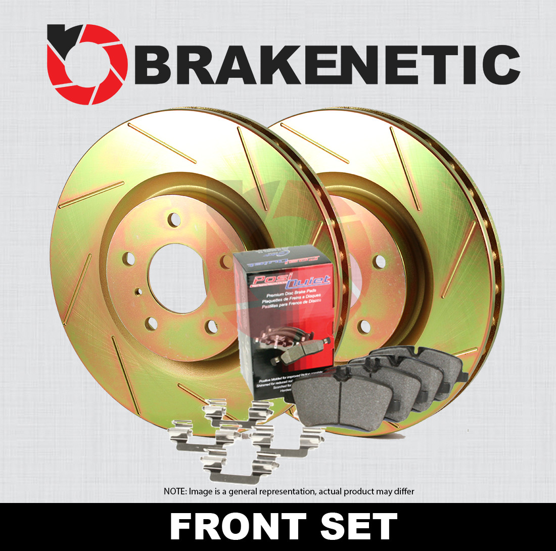 FRONT BRAKENETIC Sport Slotted Brake Rotors + Ceramic Pads BSK85627