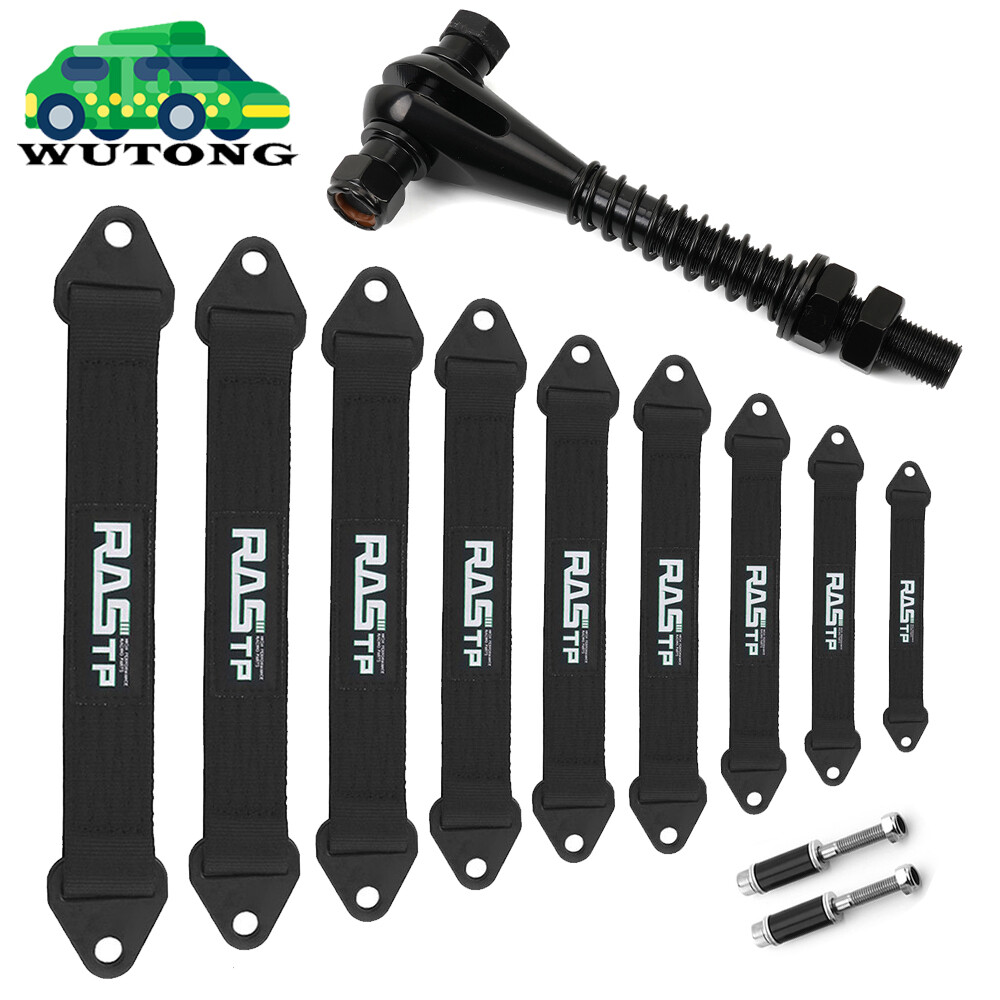 Black 10000lb Limit Straps Shock Suspension 10″ 12″ 14″ 16″ 18″ 20″ 22″ 24″ 26″