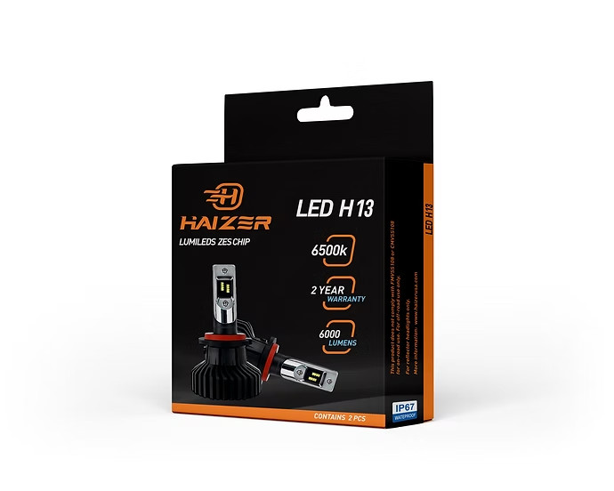 Haizer LED Bulbs H13-9008, 6000 Lumens, 2 Years Warranty, Sold by Pair