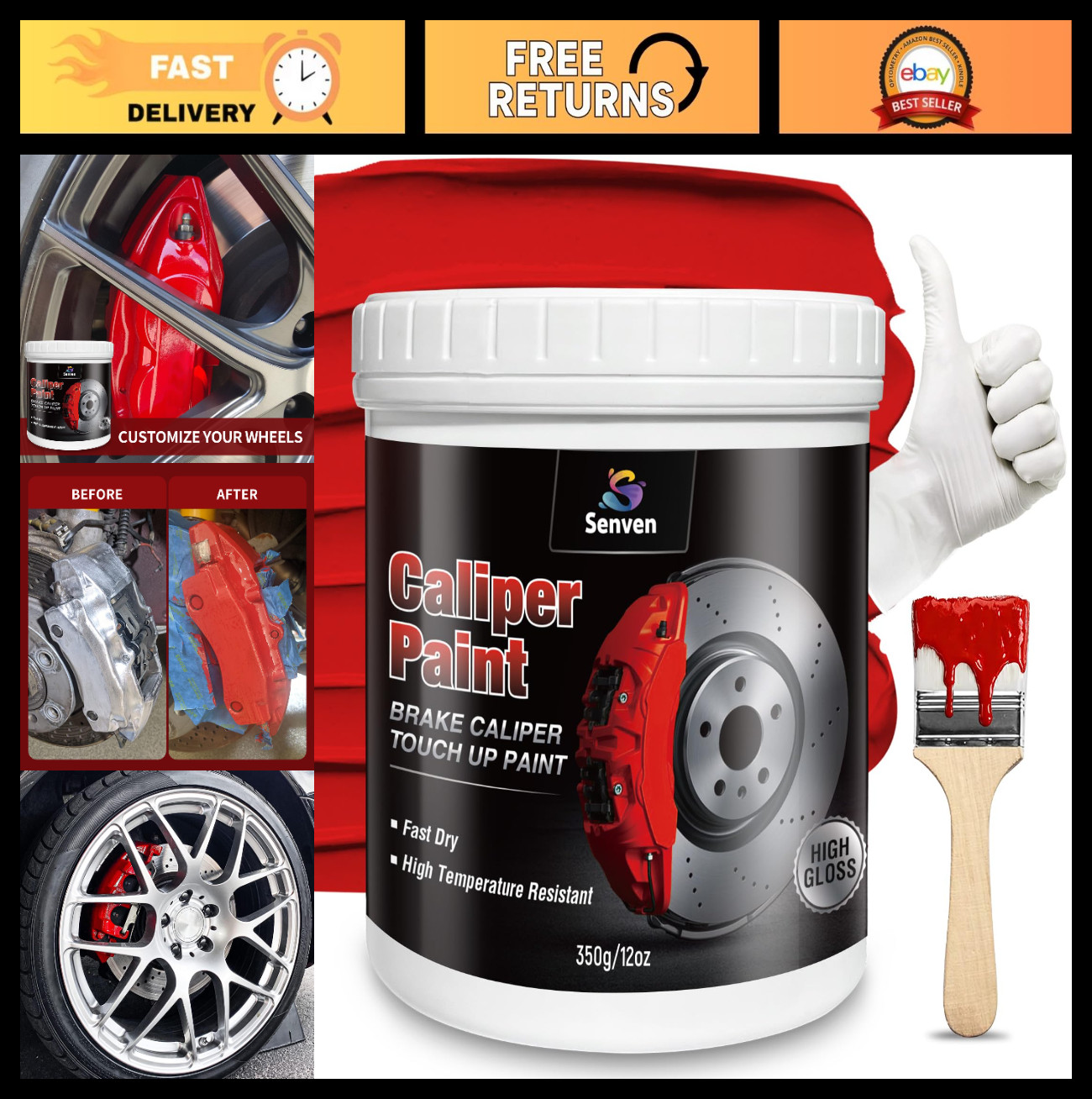 High-Temperature Red Caliper Paint 12 fl. Oz. Gloss Touch-Up Heat Resistant