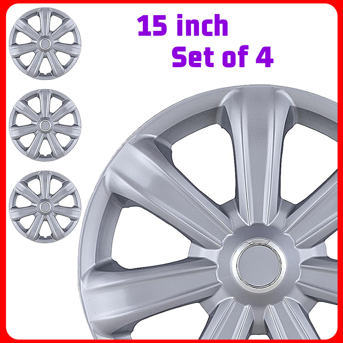 15″ Set of 4 Wheel Covers Rim Snap On Full Hub Caps fit R15 for Toyota Truck SUV
