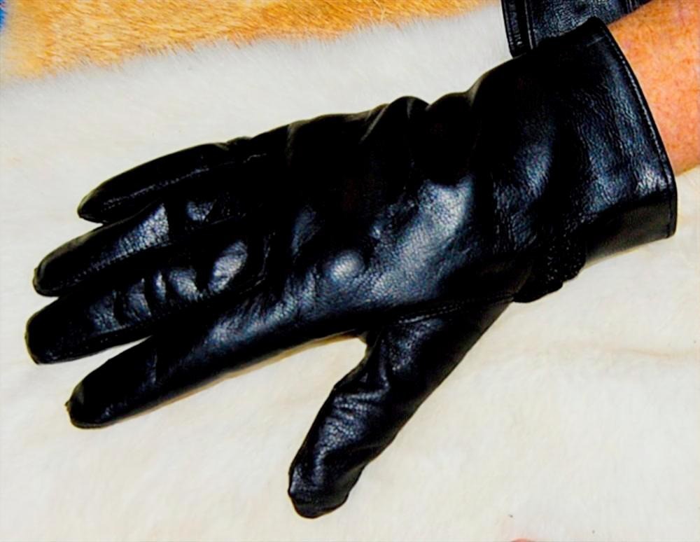 French Military Black Leather Gloves – Size L – NOS Unissued