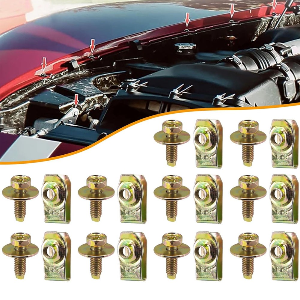 40pcs Self-tapping Screw Fasteners Body Bolts U-nut Clip M6 Engine Cover Shield