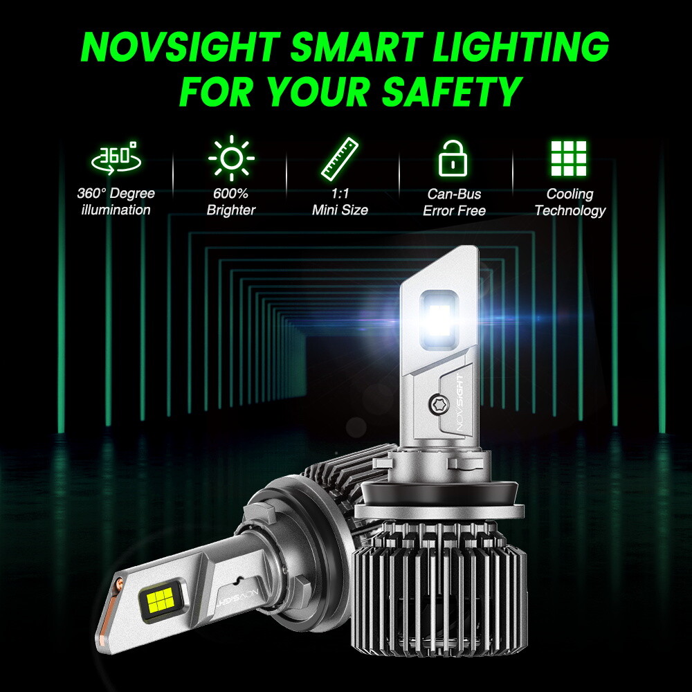 NOVSIGHT H11 LED Headlight Kit Low Beam Bulbs Super Bright 22000LM 6500K White