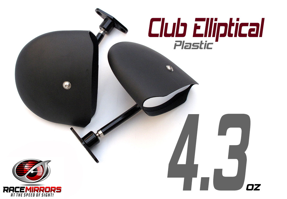 Motor Racing Mirrors – CLUB ELLIPTICAL plastic – SCCA & NASA – 4.4×1.7in – PAIR