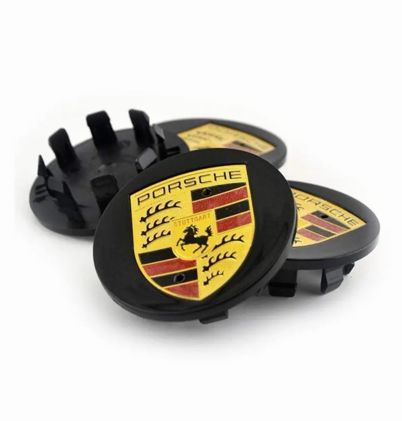 65mm Macan Center Caps Concave Gloss Black Color Crest (Set Of 4)