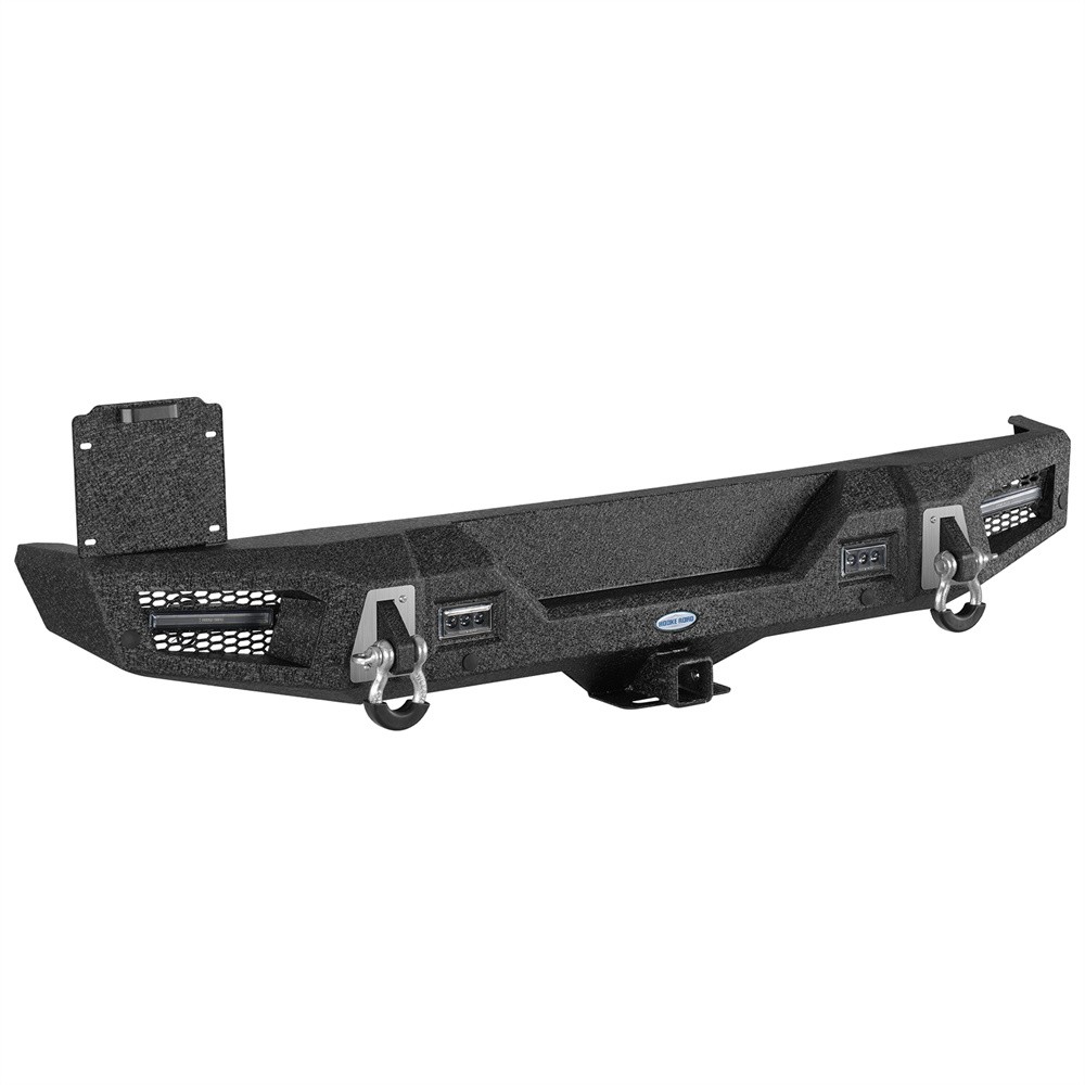Off-Road Rear Bumper w/2” Hitch Receiver & LED Light For 18-26 Jeep Wrangler JL