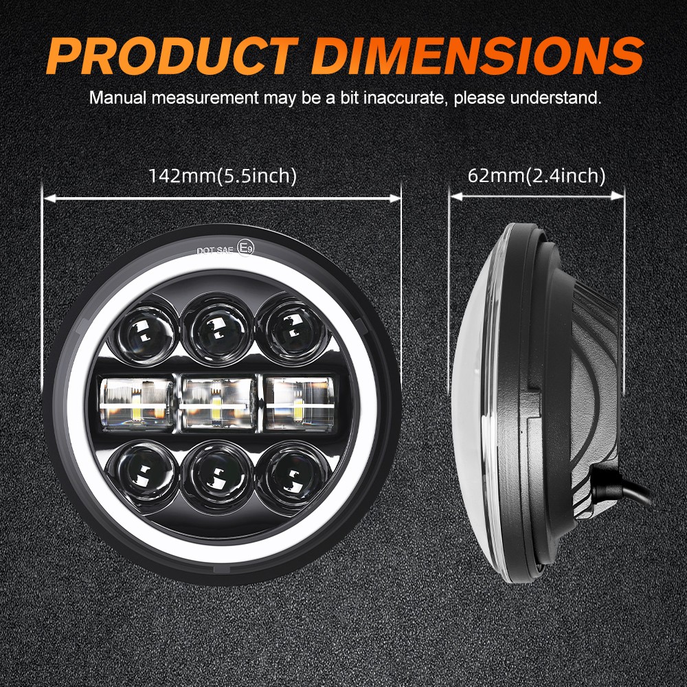 For Dodge Charger 1966-1974 Car 4PCS 5.75inch LED Headlights Halo H5001 H5009
