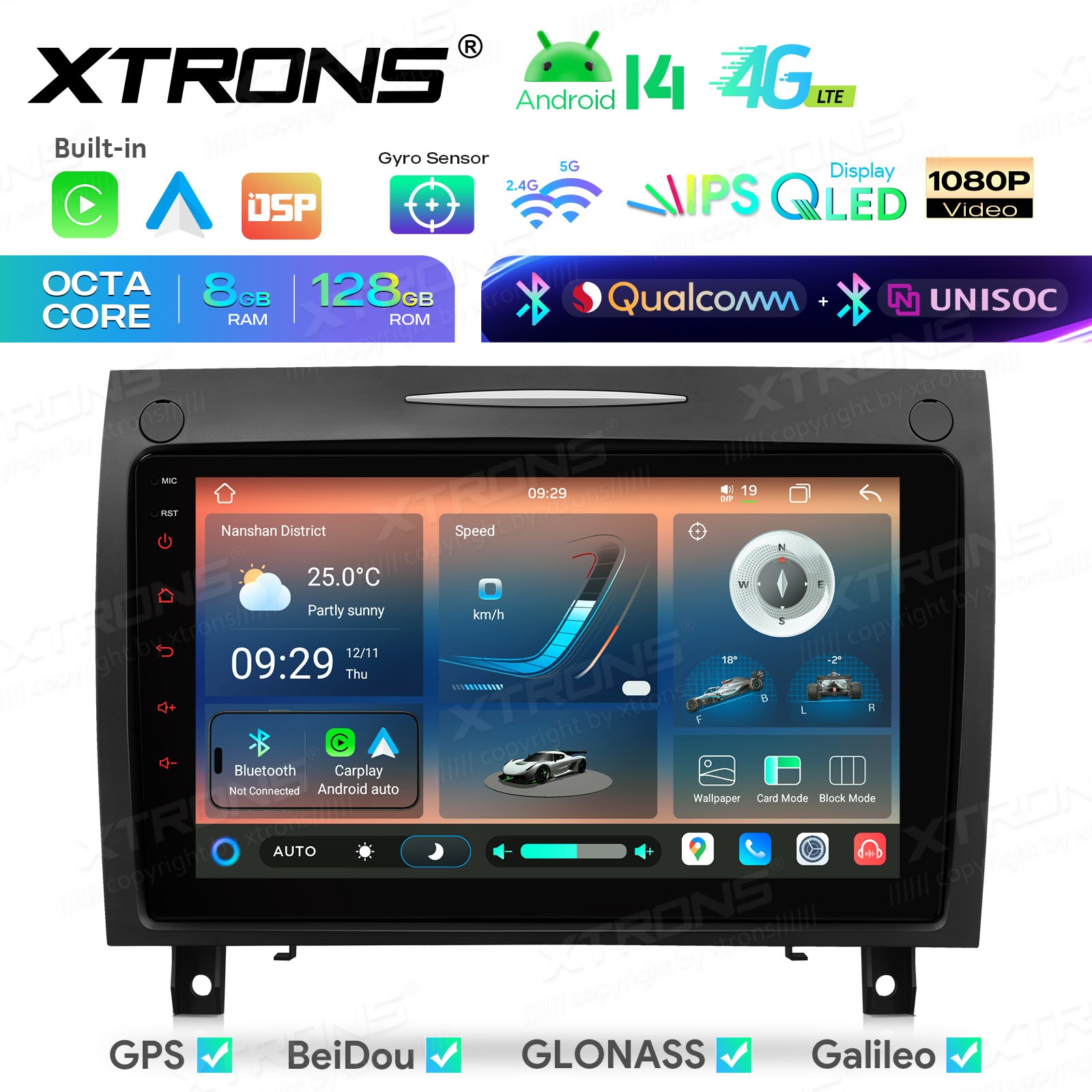 For Mercedes Benz SLK R171 SLK280 SLK350 Android 14 Car Stereo 4G 8+128G DSP BT