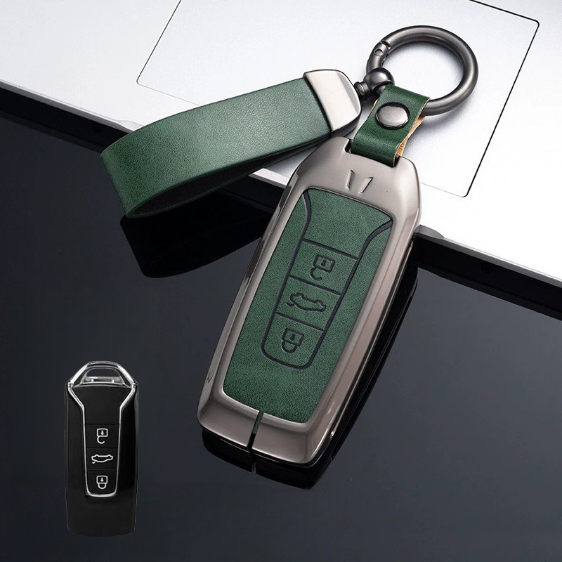 Zinc Alloy Leather Car Remote Key Fob Case Cover Bag For Volkswagen Touareg 2019