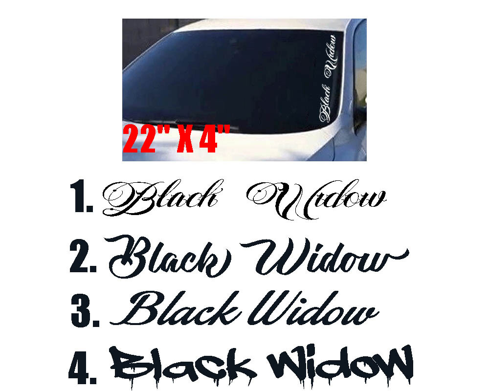 BLACK WIDOW Vinyl 22″ Decal Sticker Windshield Car Diesel Truck Boost Turbo JDM