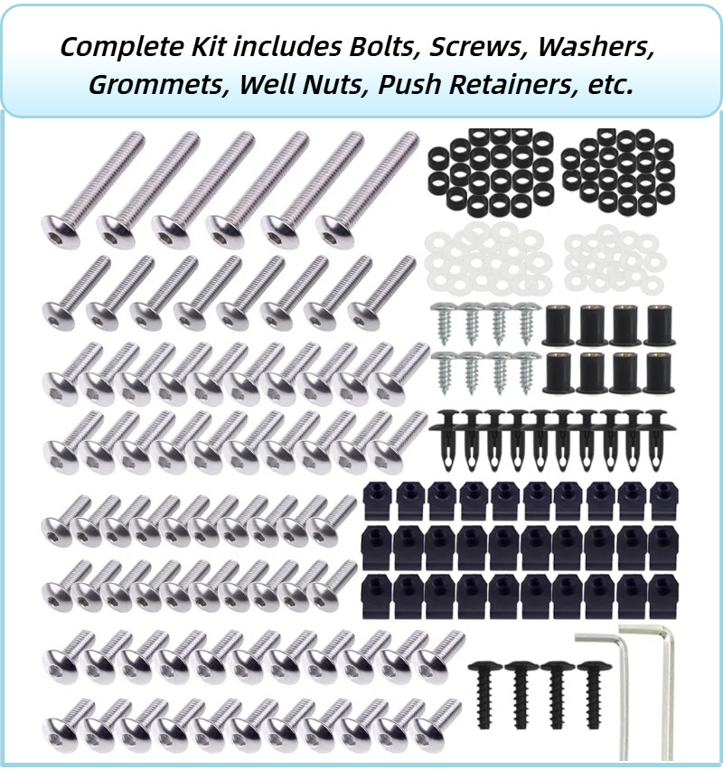 Complete Stainless Screws Silver Fairing Bolt Kit for Suzuki 2007 2008 GSXR1000