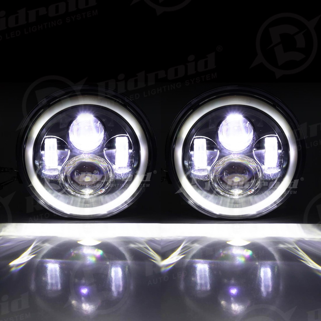 7″ LED Headlight Blue DRL Turn Light For Harley Cafe Racer & Indian Motorcycle