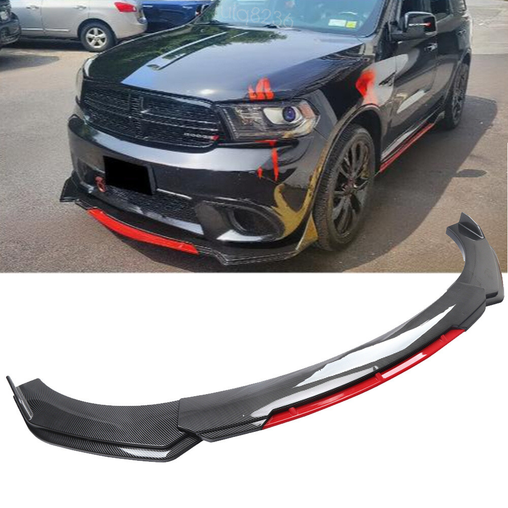 For Dodge Durango Carbon fiber Style&Red Front Bumper Lip Spoiler Splitter