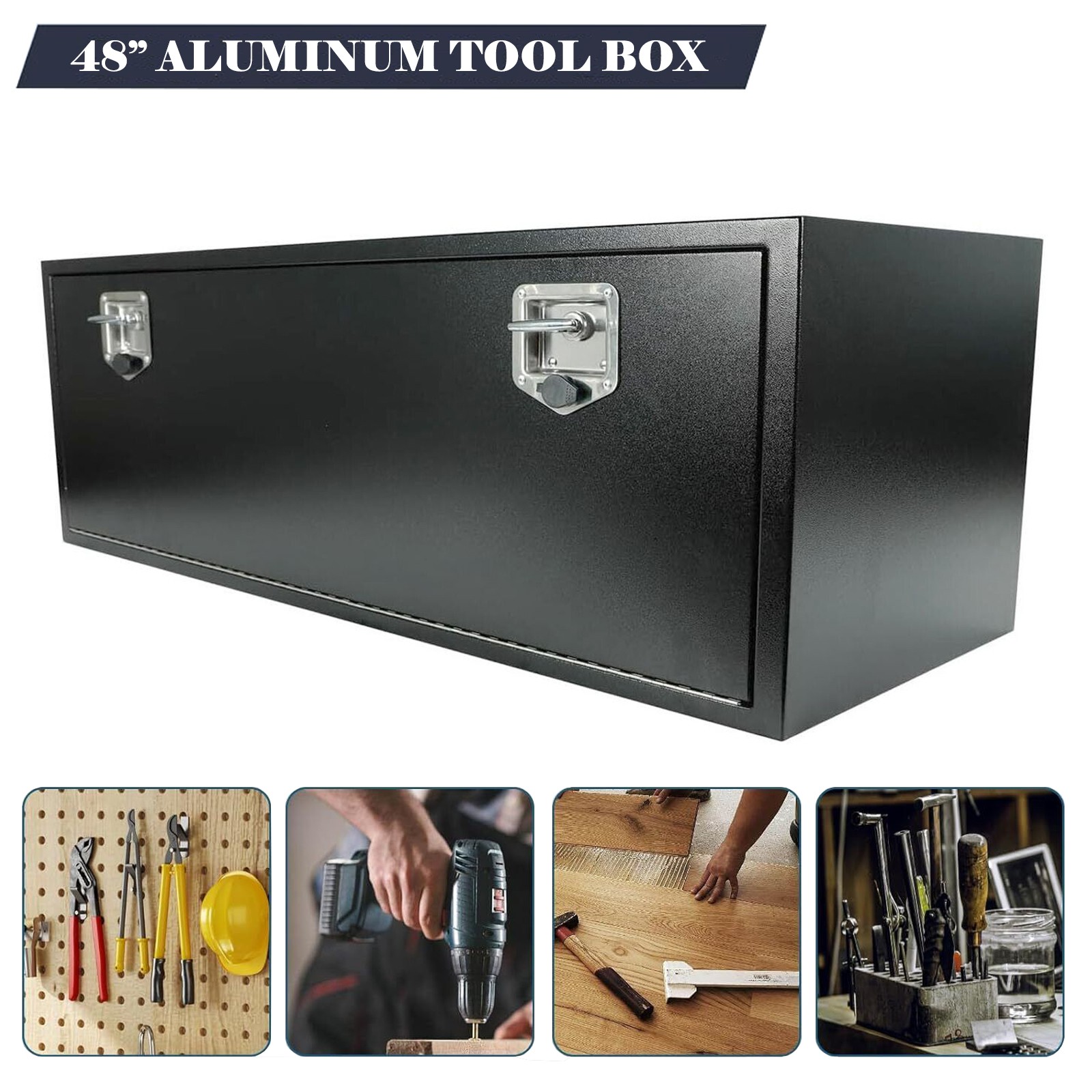 48 In. X 18 In. X 18 In. Black Iron Underbody Truck Storage Tool Box w/Lock