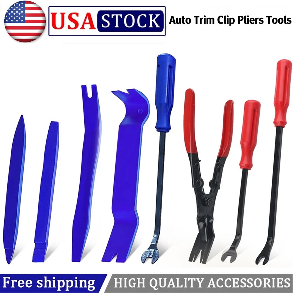 8Pcs Car Trim Clip Upholstery Removal Tool Door Panel Fastener Pin Pliers Puller