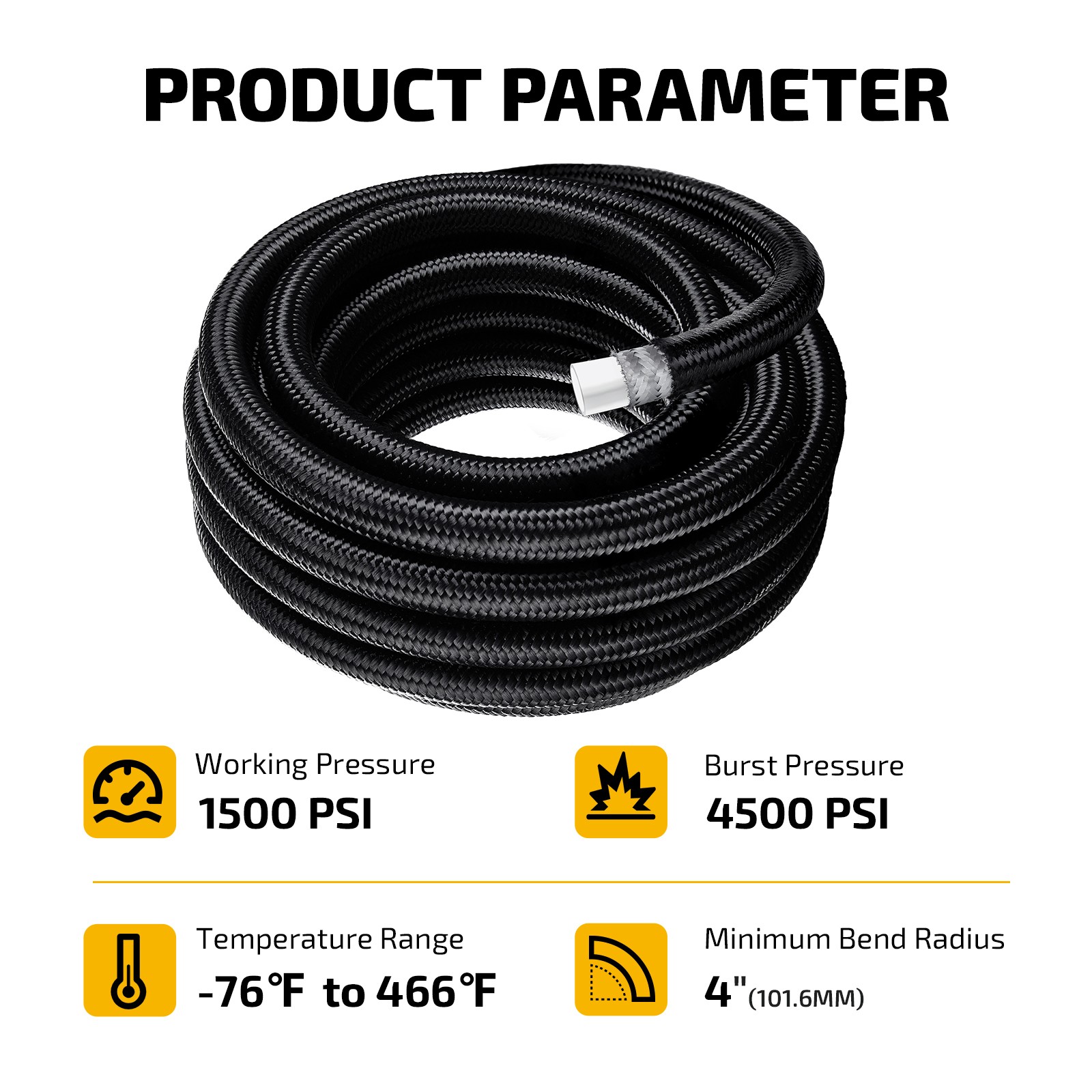 6AN-8AN-10AN PTFE Fuel Line Kit E85 Nylon Braided Fuel Hose Kit 10FT-20FT-30FT