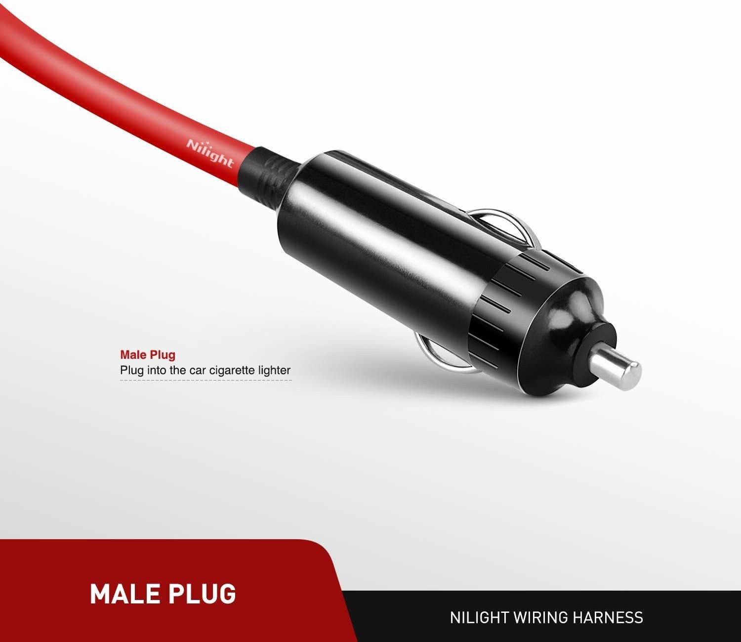 Nilight Cigarette Lighter Extension Cord Cable 6ft 12V/24V Car Charger