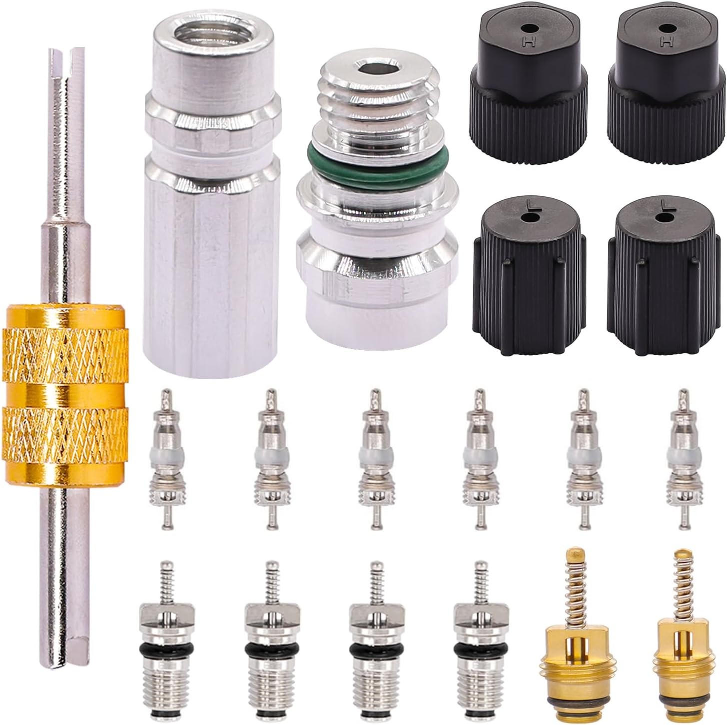 TWTADE 19PCS Air Conditioning Valve Core Kit – Car AC R12 R134a Teflon Seal…