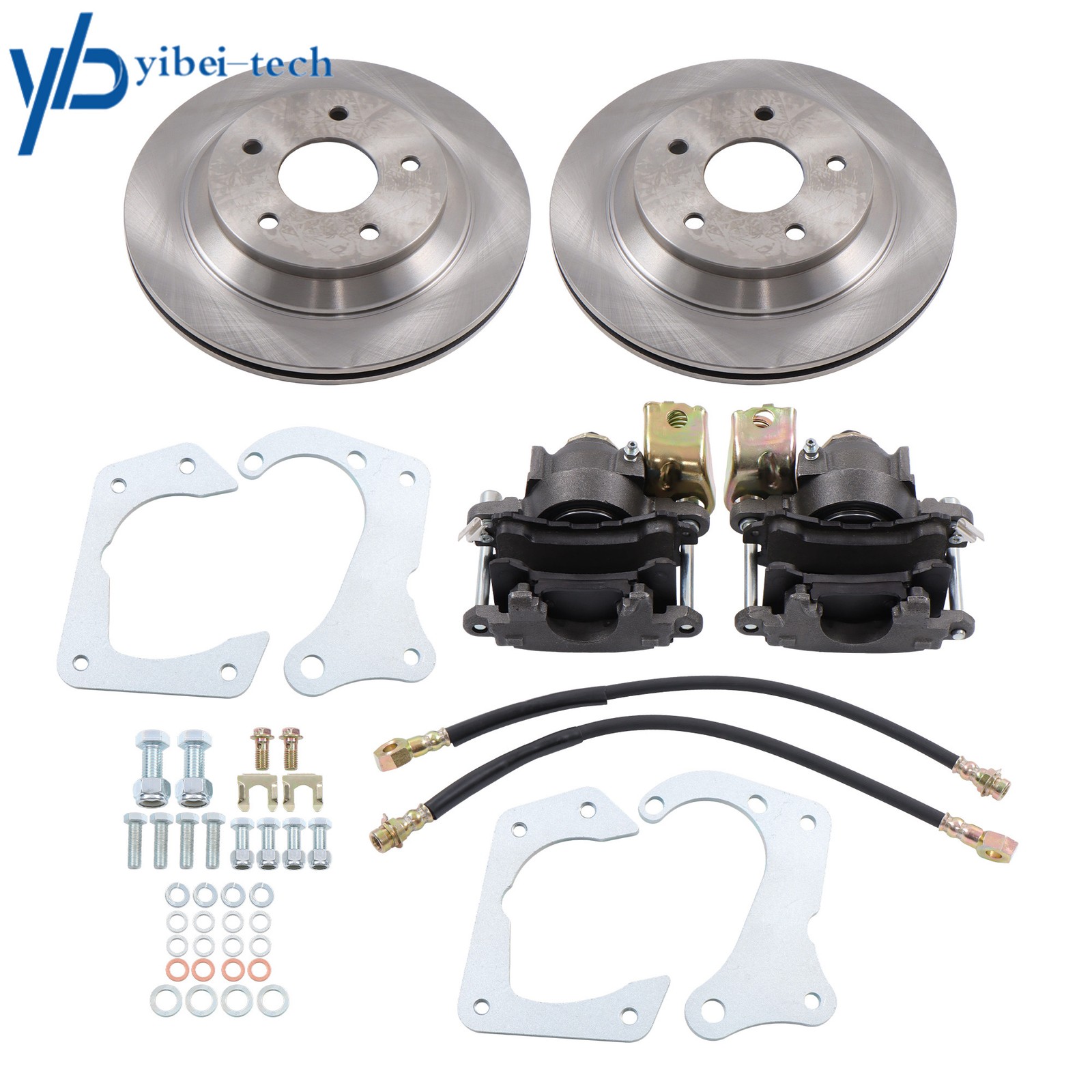 Bolt-On Rear Brake Kit w/ E-Brake Rear Brake Disc Set For GM 7.5 Inch 10 Bolt