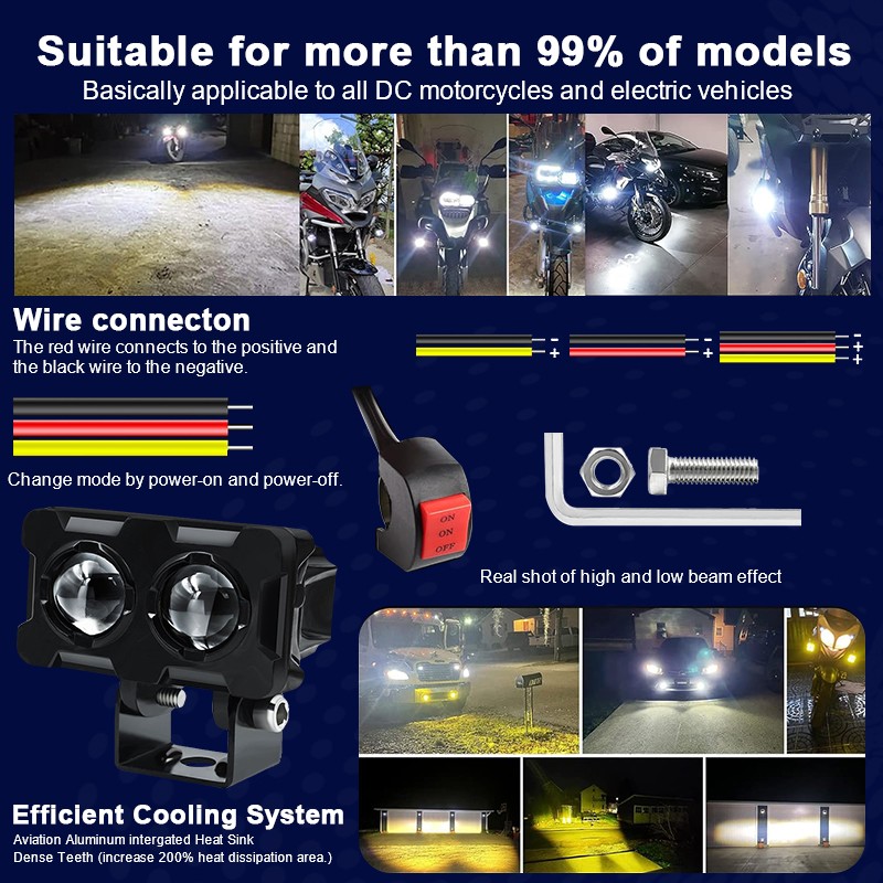 2Pack 3inch LED Work Light Amber White Cube Pods Spot Flood Driving Lamp Offroad