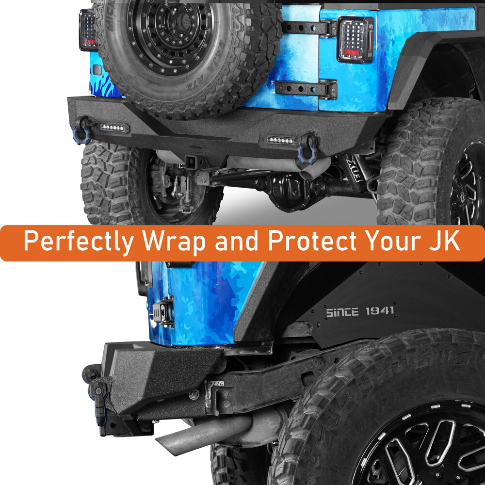 Rear Bumper w/ Receiver Hitch & LED Light & D Ring Fit 07-18 Jeep JK Wrangler JK