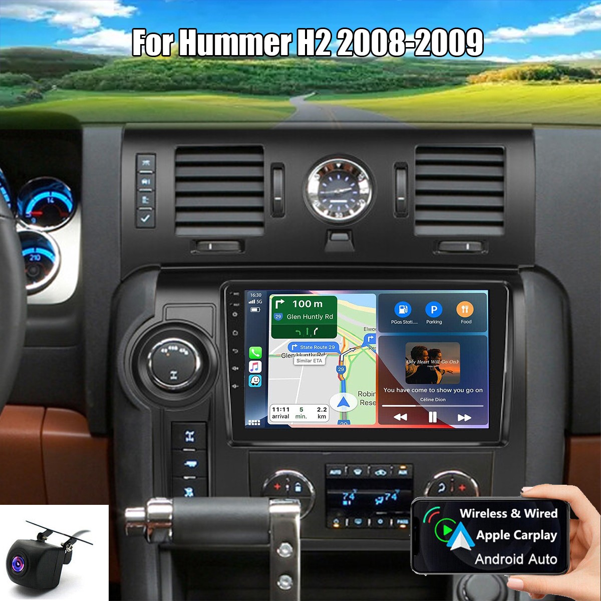 For Hummer H2 2008-2009 2+64GB Android 15 Apple Carplay Car Stereo Radio GPS DSP