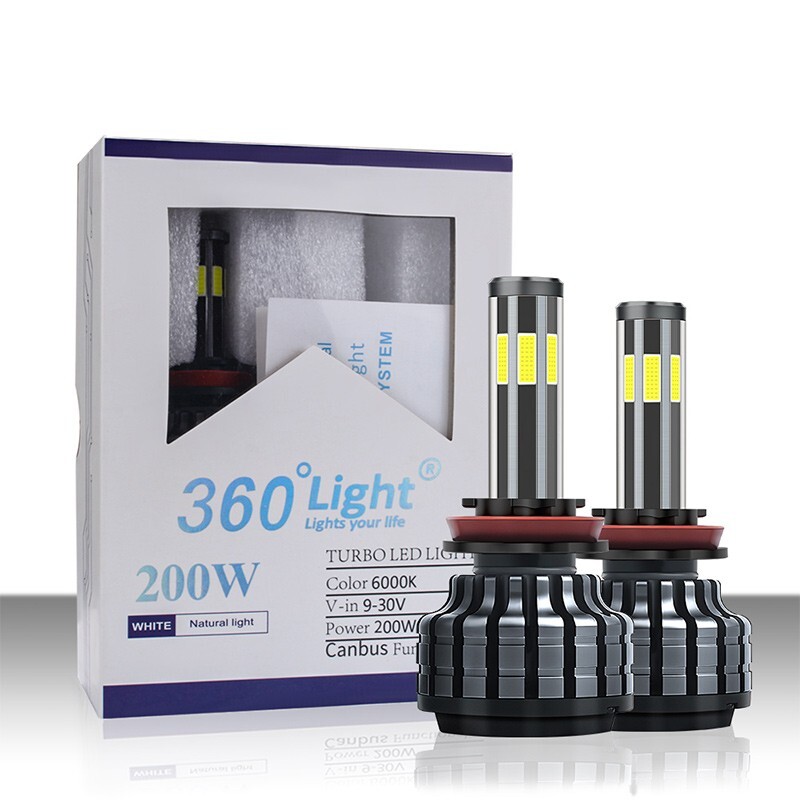 6 Side Illuminated LED Headlight Bulbs 9005 HB3 H10 High Beam White Bright 8000K