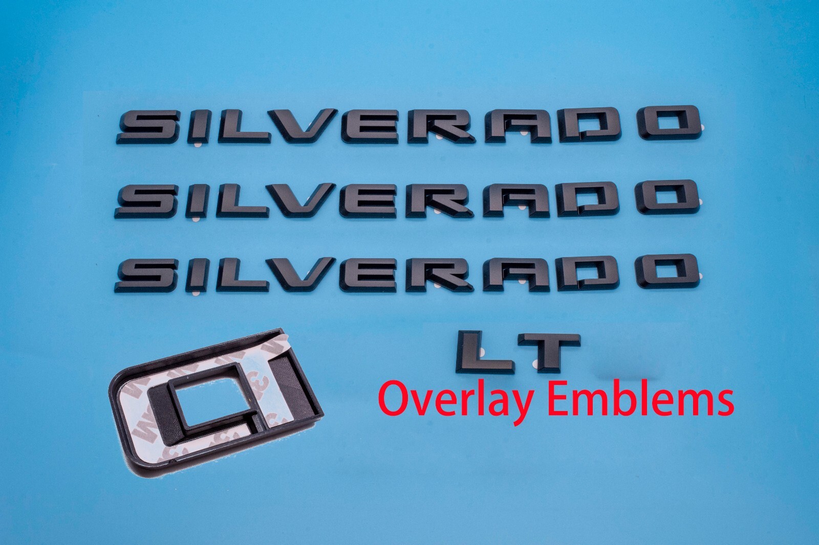 Fit 2019-2025 Matte Black Silverado LT Emblem Nameplate Badge Kit Overlay