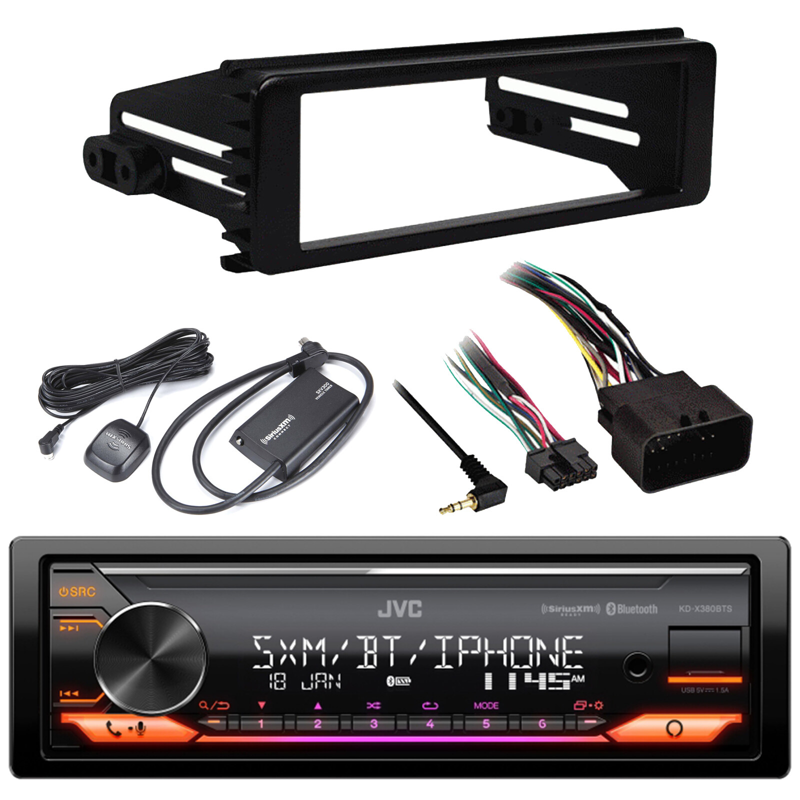 JVC KD-X380BTS Single DIN Stereo Receiver,Install Kit,Radio Tuner Kit