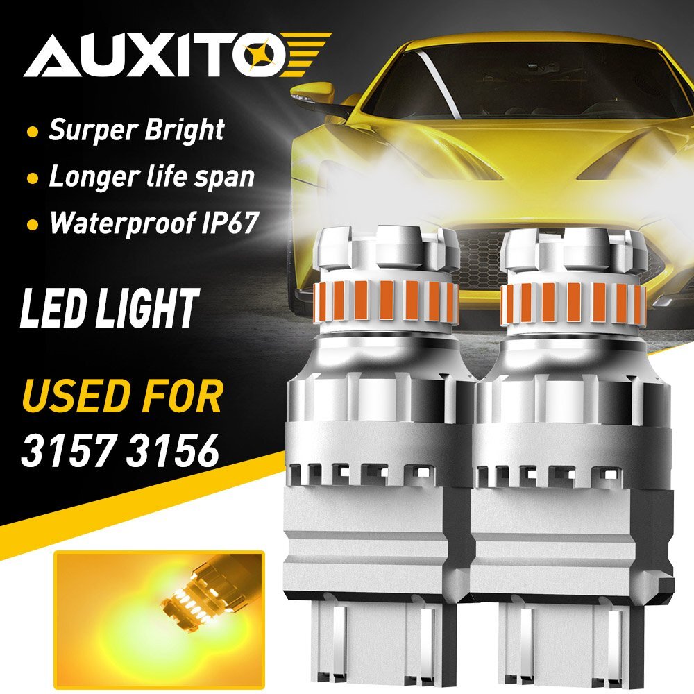 AUXITO 4157 3156 3157 LED Signal Turn Light Bulbs CANBUS Anti Hyper Flash Amber