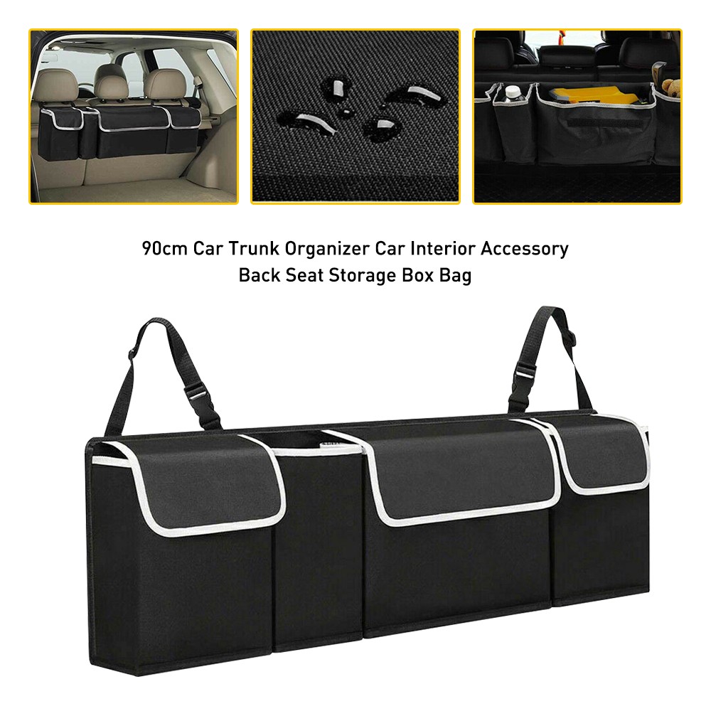 Car Trunk Interior Organizer Oxford Back Accessories Seat Storage Bag 4 Pocket