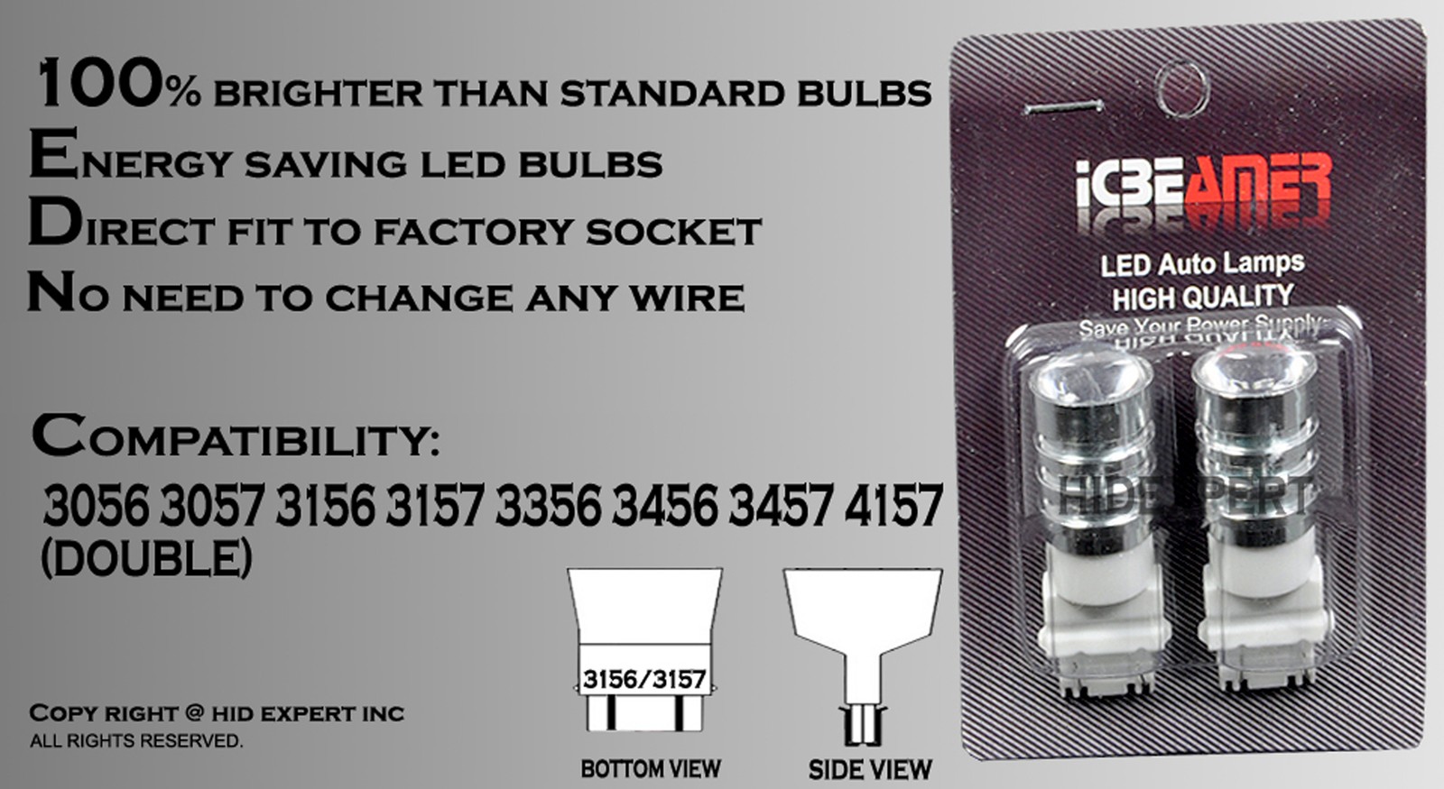 ICBEAMER 2 pc 3157 7.5W LED Super White Backup Replace OEM Light Bulb Lamp J802